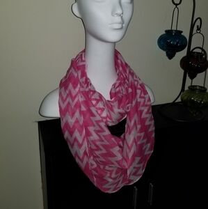 Pink chevron infinity scarf